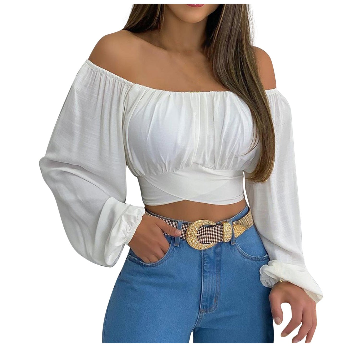 Sexy Off The Shoulder Midriff Baring Summer Short Tops