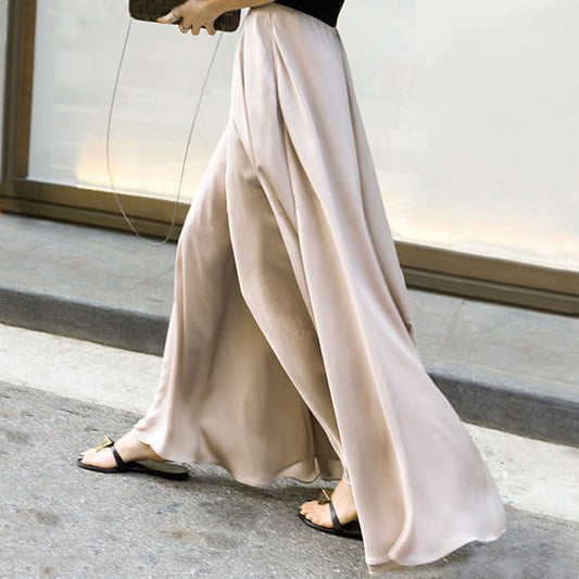 Women High Waist Satin Chiffon Casual Pants