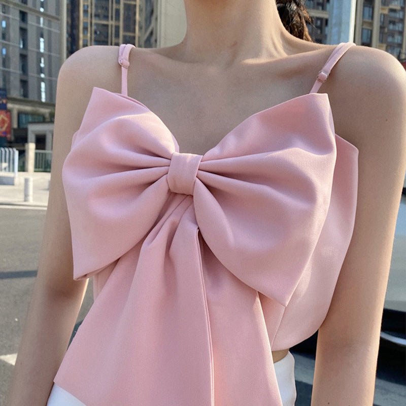 Sexy Lovely Designed Bowknot Midriff Baring Short Tops