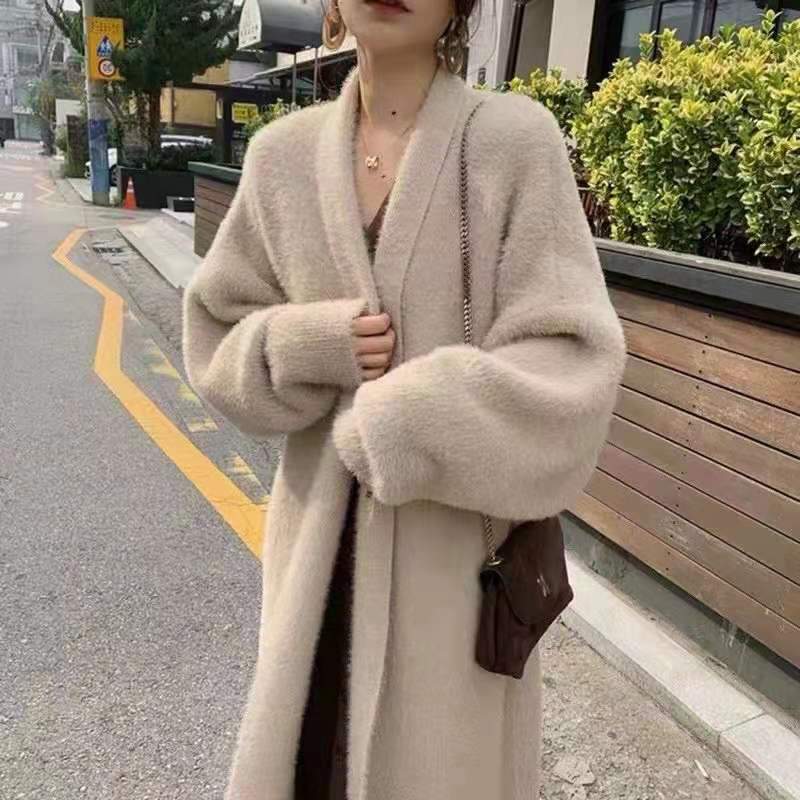 Women Winter Warm Velvet Long Cardigan Overcoat-STYLEGOING