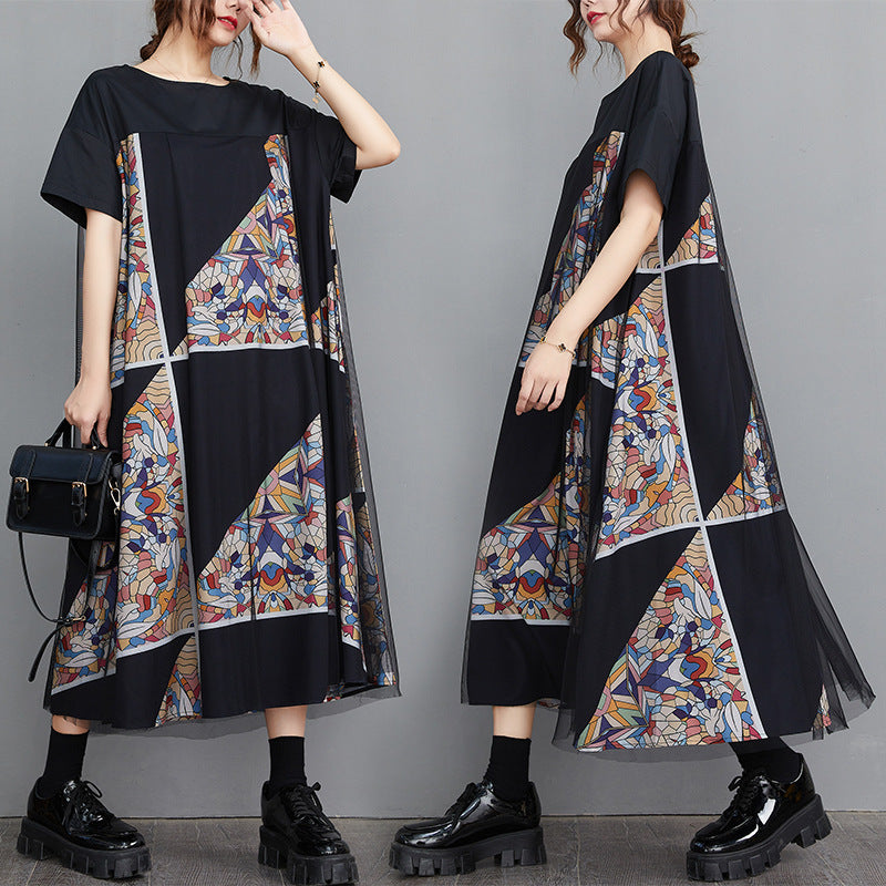 Vintage Geometry Designed Women Long Cozy Dresses