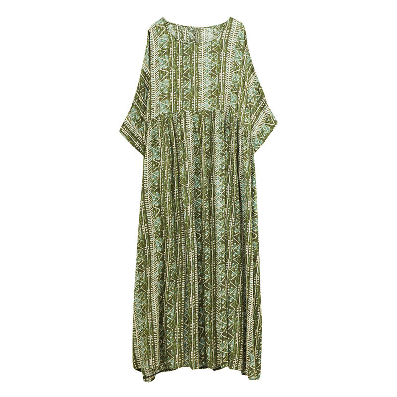 Vintage Plus Sizes Summer Short Sleeves Long Dresses