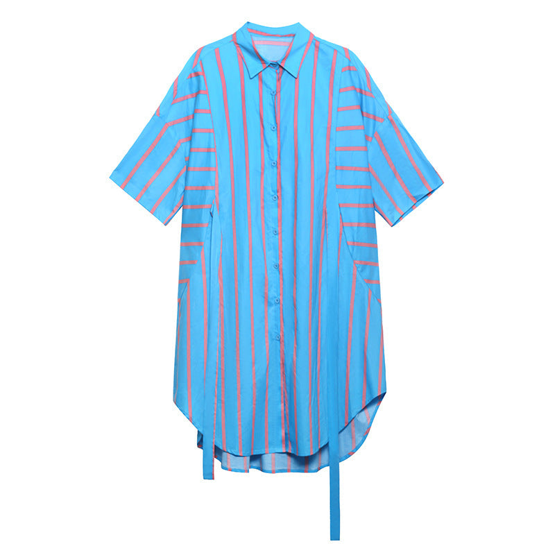 Vintage Striped Summer Short Shirts Dresses