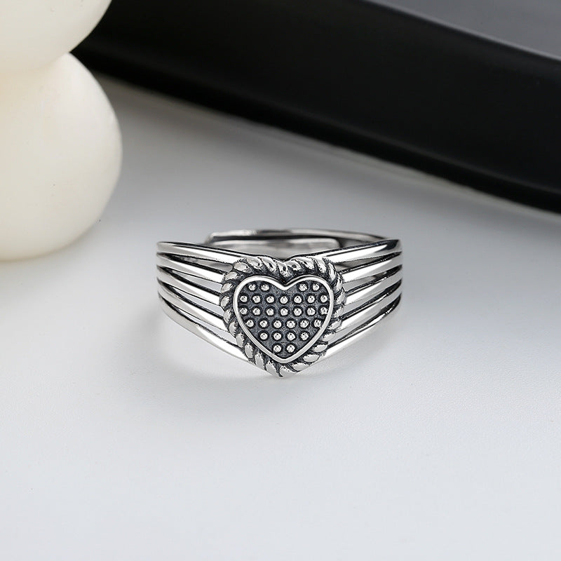 Sweetheart Design Vintage Silver Women Rings