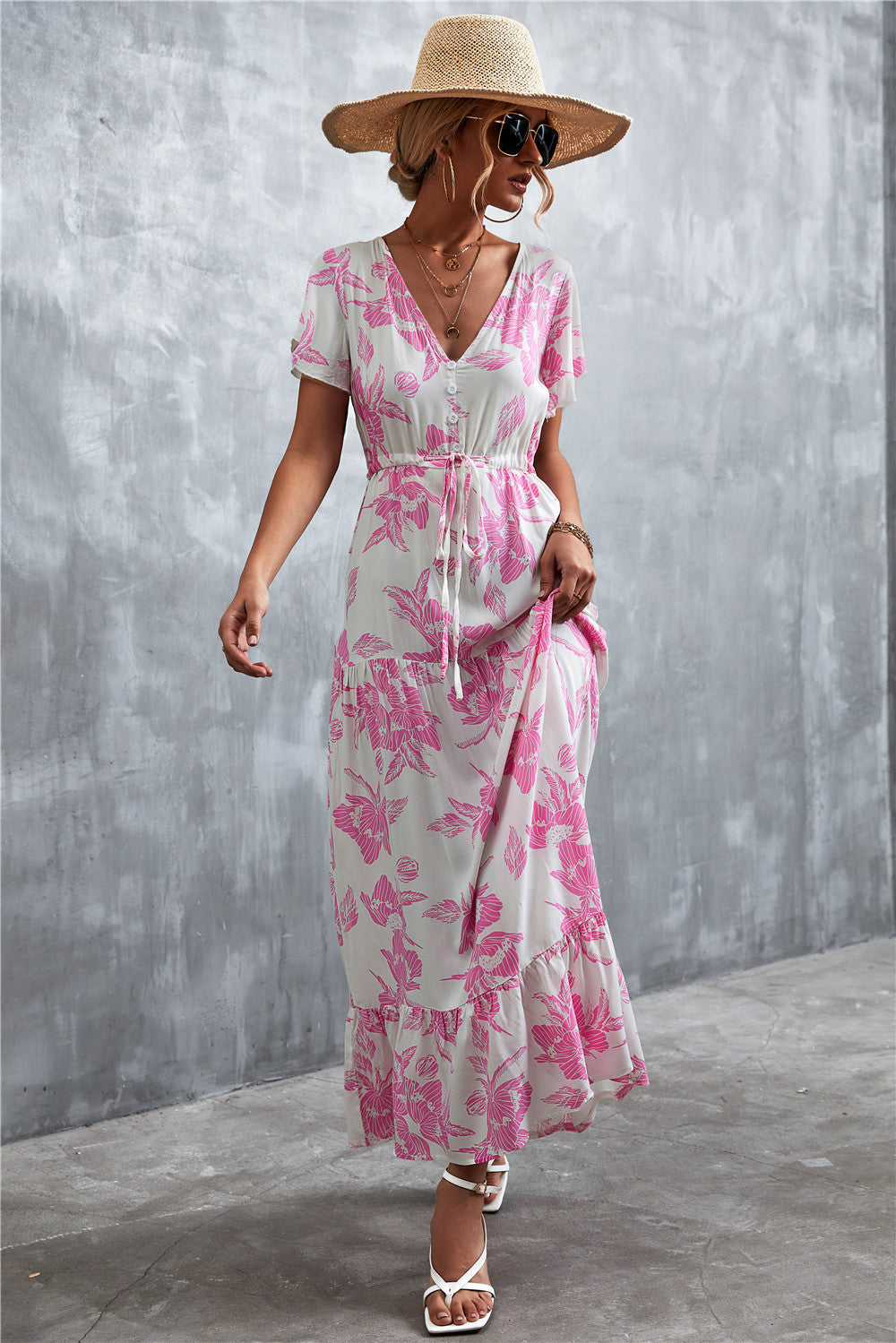 Casual V Neck Long Maxi Dresses