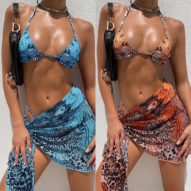 Leopard Print 3pcs Bikini Swimwear-STYLEGOING