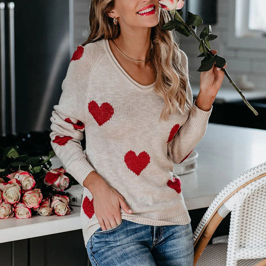 Casual Sweetheart Design Long Sleeves Sweaters