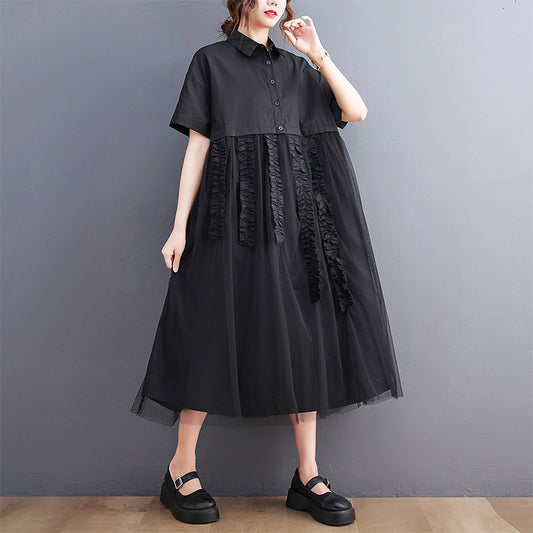 Sexy Summer Tulle  Black A Line Long Shirts Dresses