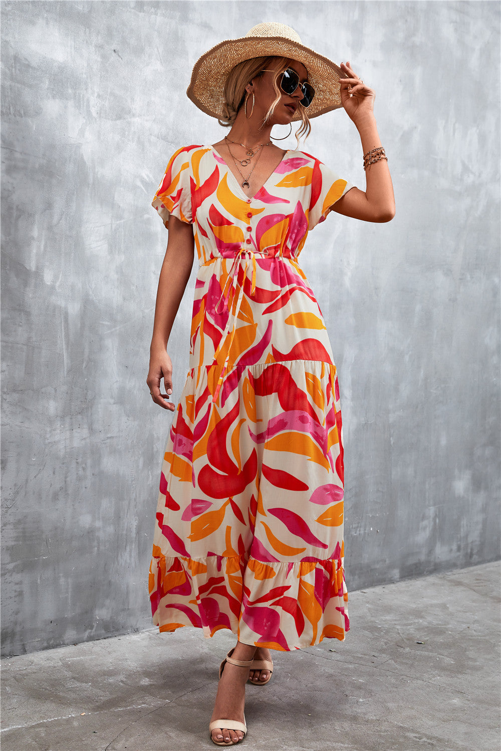 Casual V Neck Long Maxi Dresses