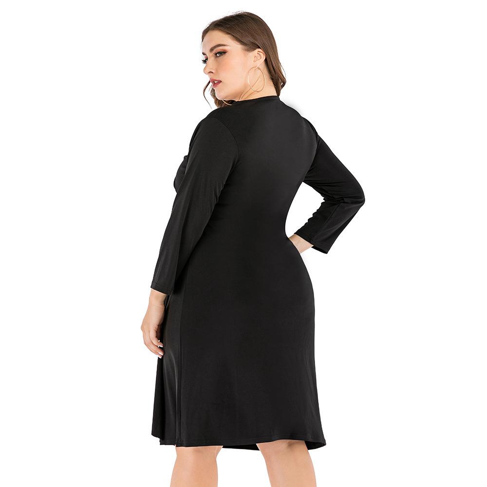 Black Long Sleeves V Neck Plus Sizes Fall Dresses-STYLEGOING
