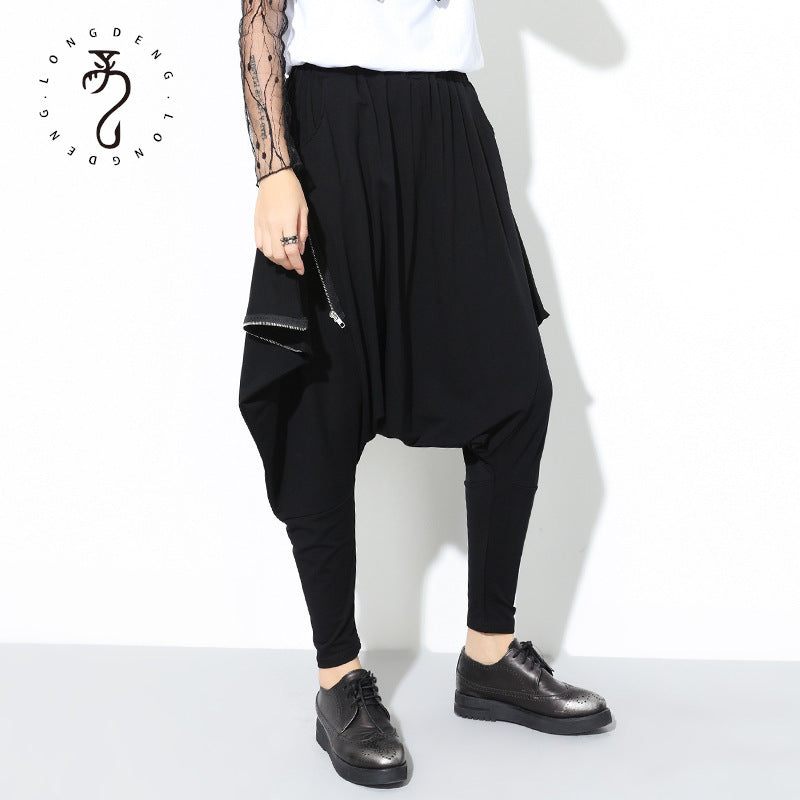 Black Hip Hop Women Harem Pants