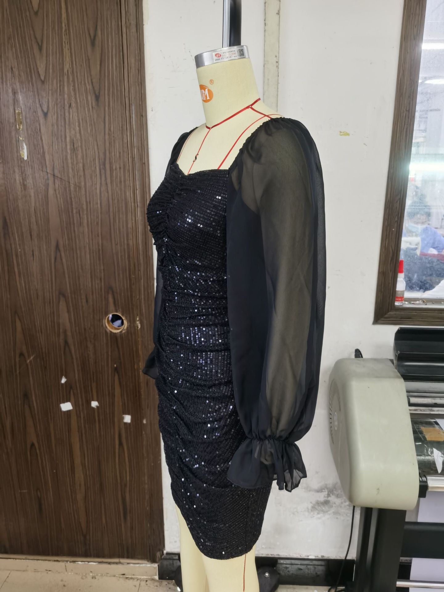 Sexy Chiffon Black Long Sleeves Mini Dresses