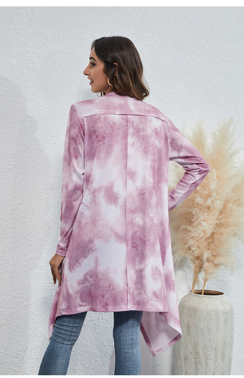 Irregular Design Dyed Long Cardigan Coats for Women