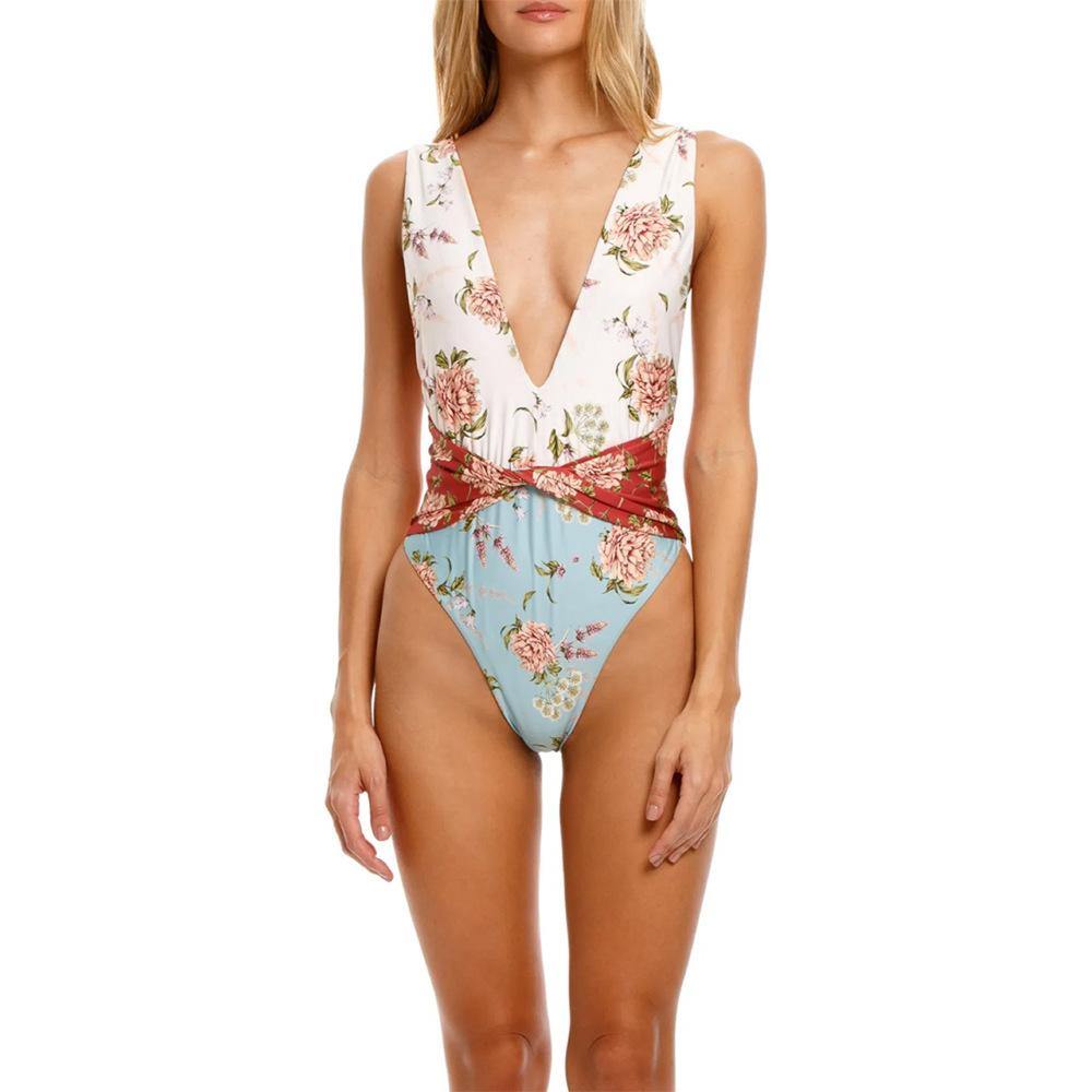 Sexy Flower Print One Piece Swimwear-STYLEGOING