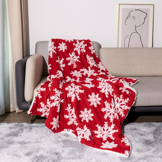 Winter Soft Warm Fleece Blnket with Christmas Snow Flake Design