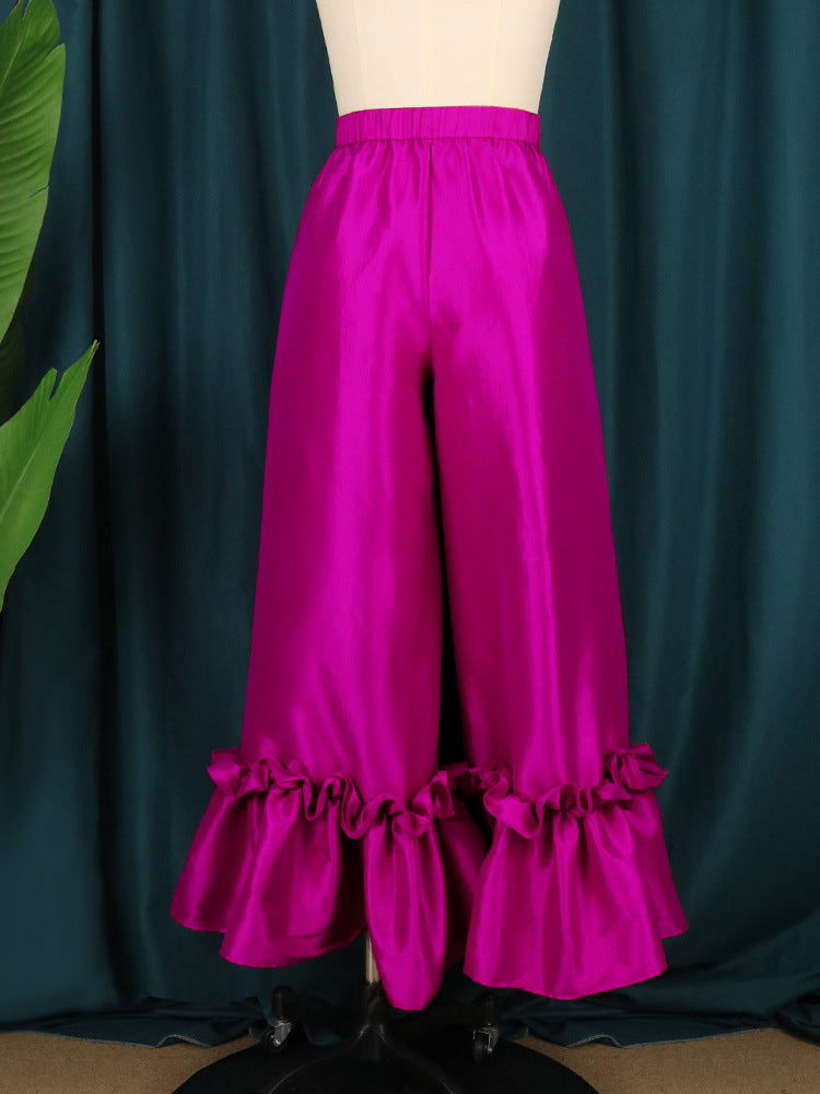 Sexy High Waist Designed Wide Legs Party Pants