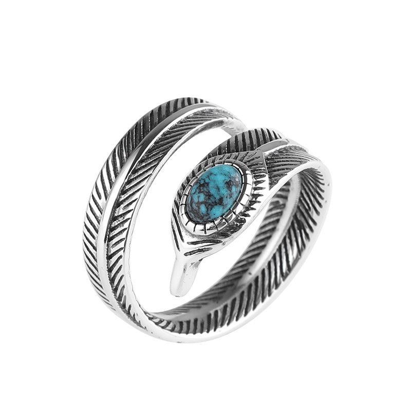 Autique Feather Design Sterling Sliver Rings for Women&Men