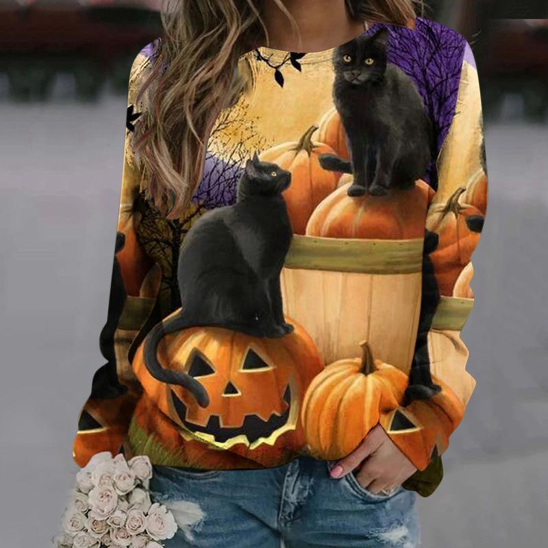 Halloween 3D Pumpkin Print Women Hoodies