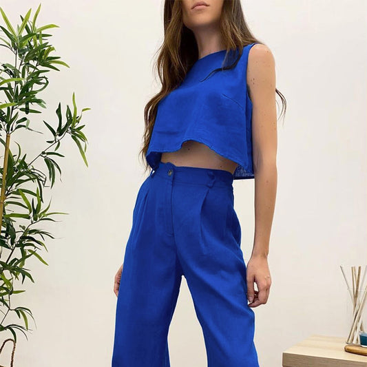 Summer Sleeveless Tops and Wide Leg Pants Summer Outfits