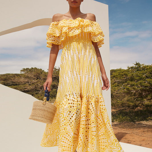 Sexy Off The Shoulder Ruffled Long Dresses