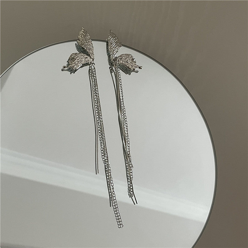 Butterfly Tassels Metal Drop Earrings for Women