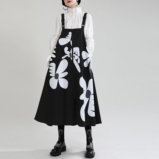 Women Casual Loose Suspender Floral Print Dresses
