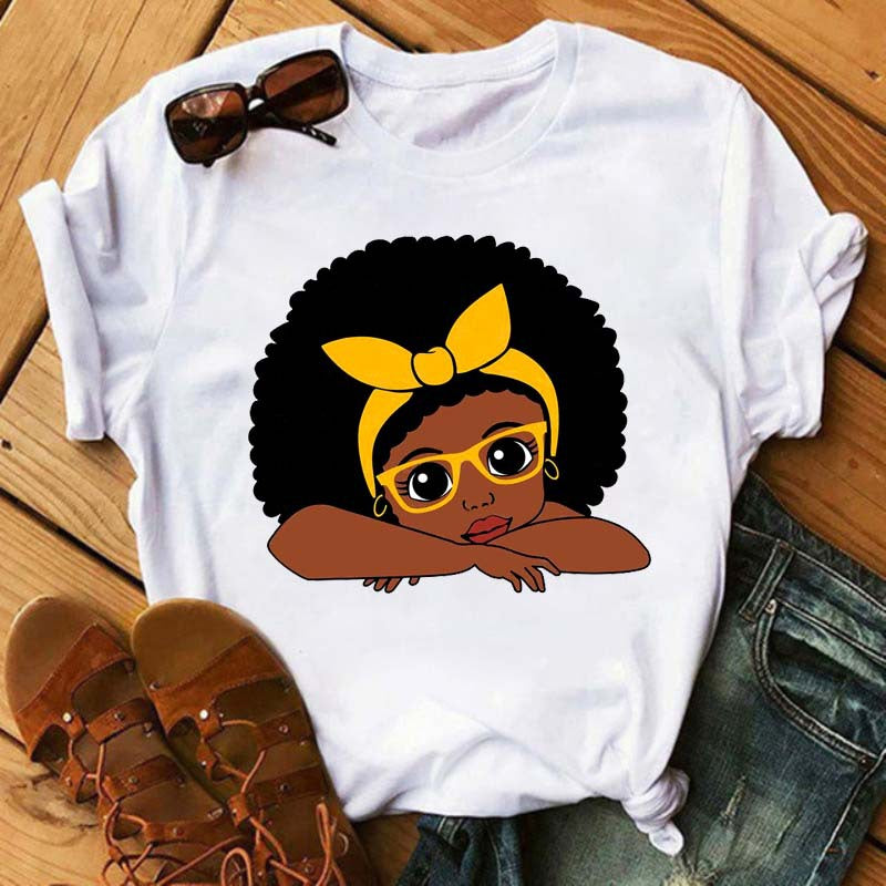 African Girl Women Short Sleeves T Shirts