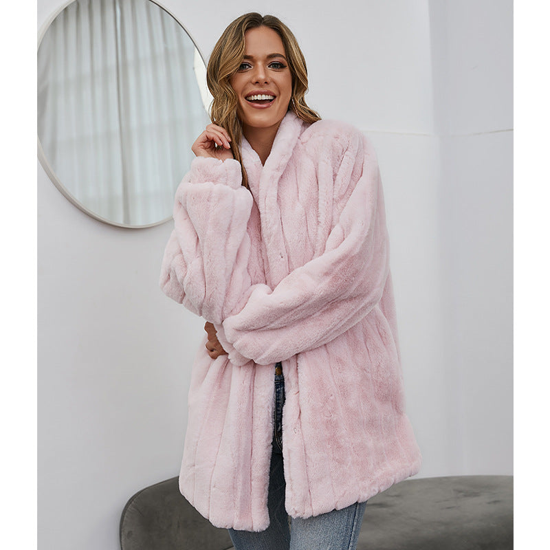 Winter Velvet Artificial Fur Coats for Women