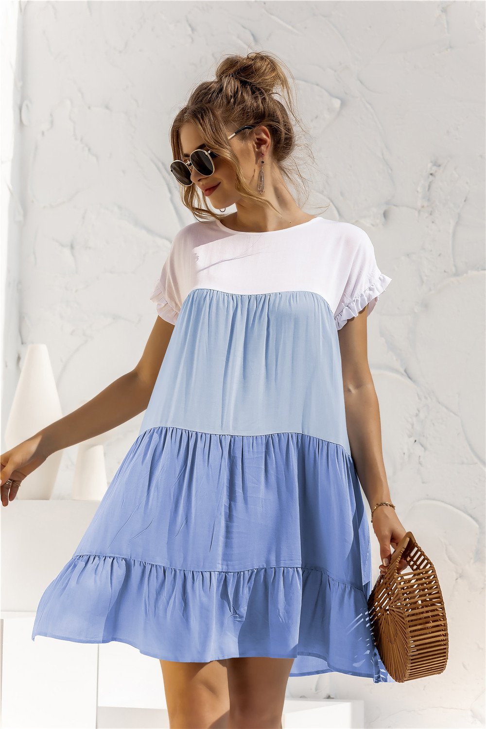 Summer Leisure Ruffled Daily Short Dresses-STYLEGOING