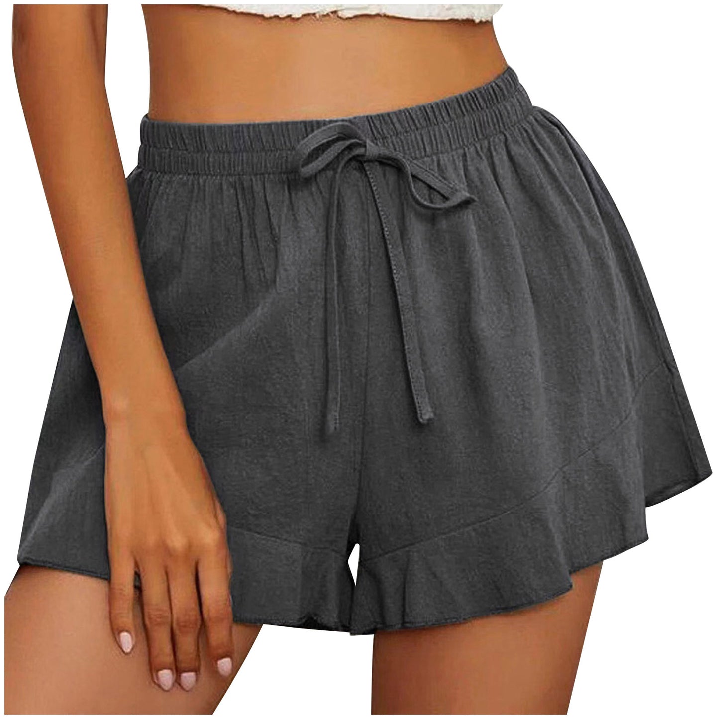 Casual Linen Elastic Waist Summer Short Pants