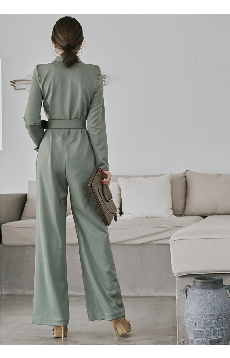 Elegant Women Long Sleeves Jumpsuits with Belt