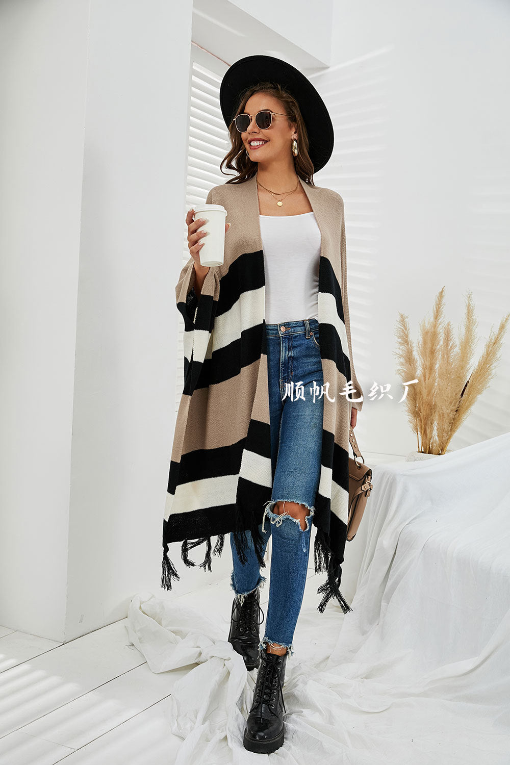 Women Plus Sizes Tassels Knitting Capes