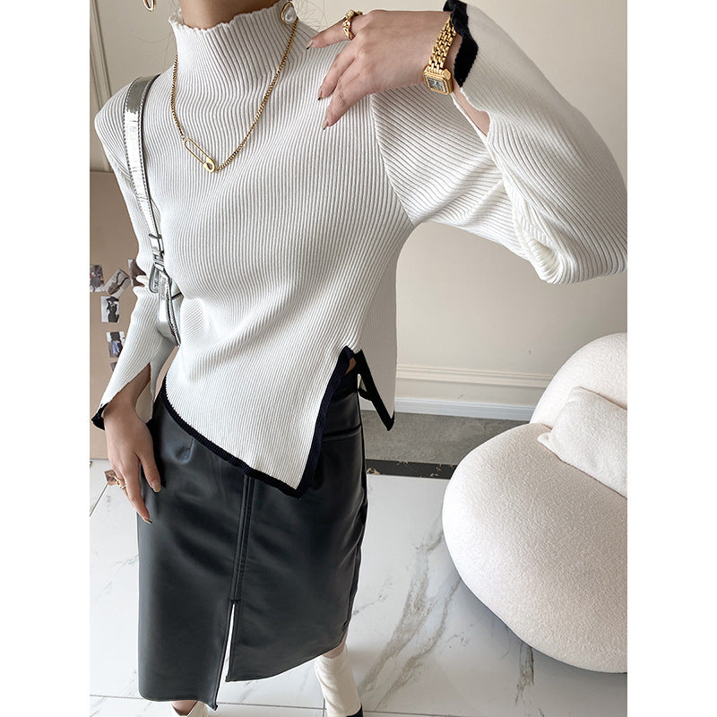 Designed High Neck Women Knitted Pullover Sweaters
