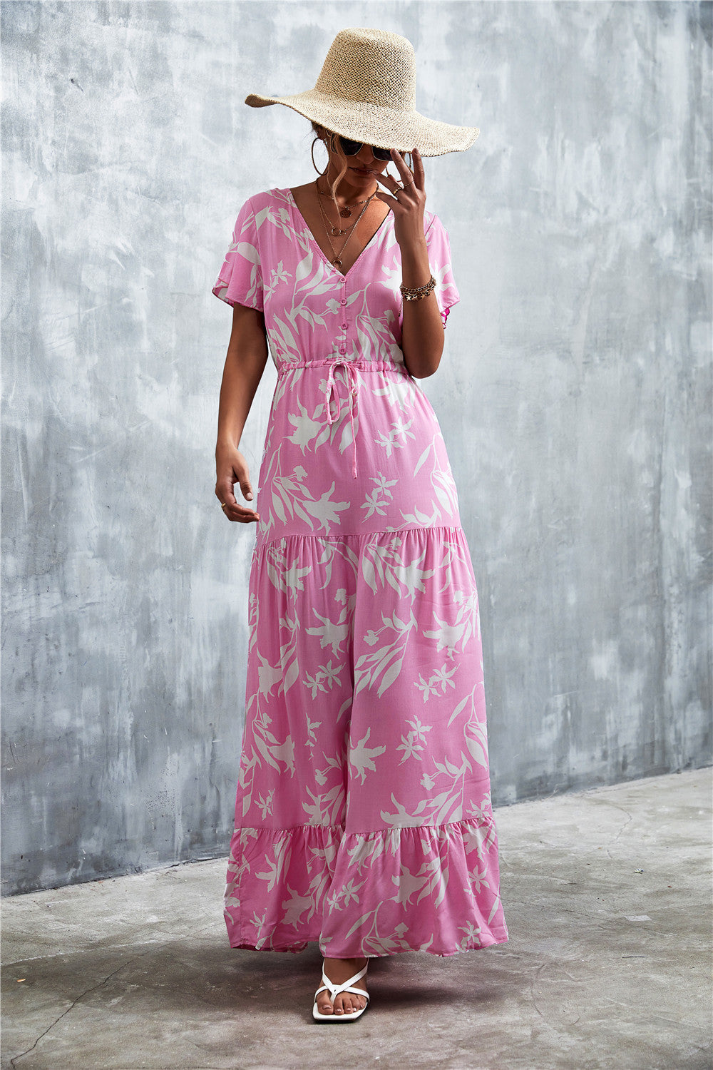 Casual V Neck Long Maxi Dresses