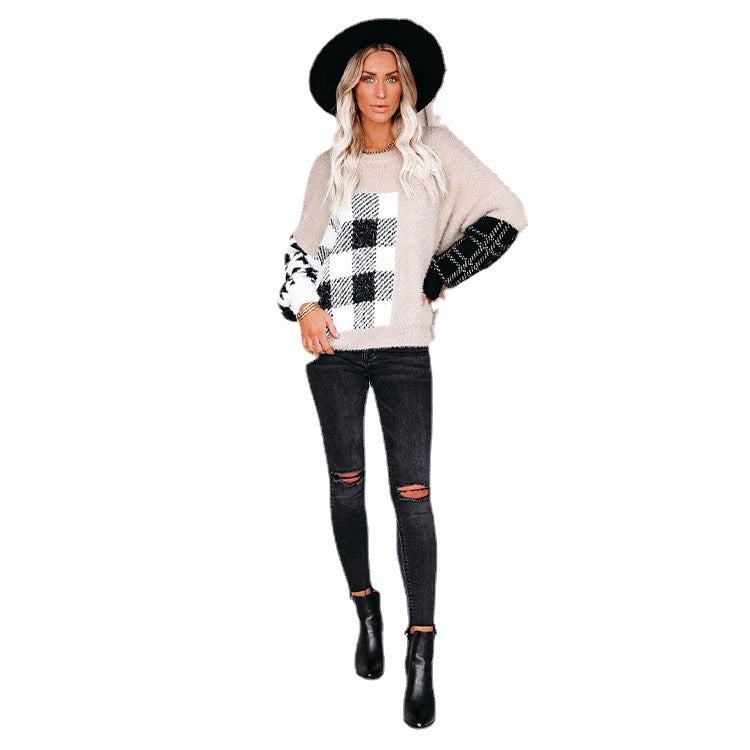 Casual Leopard Designed Long Sleeves Knitted Sweaters