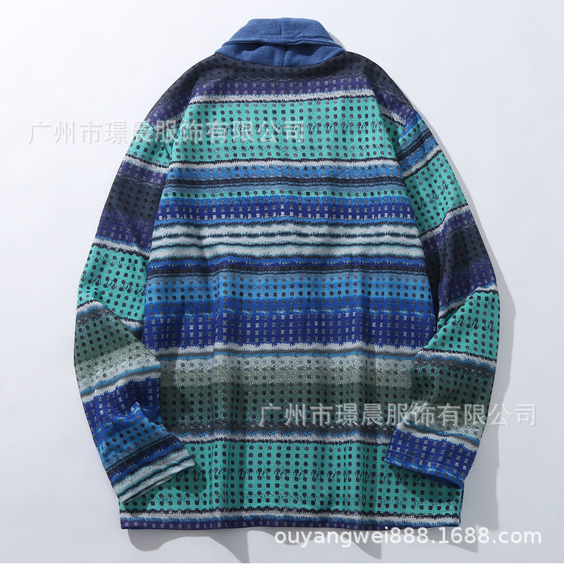 Men's Print Long Sleeves Knitting Cardigan Sweaters