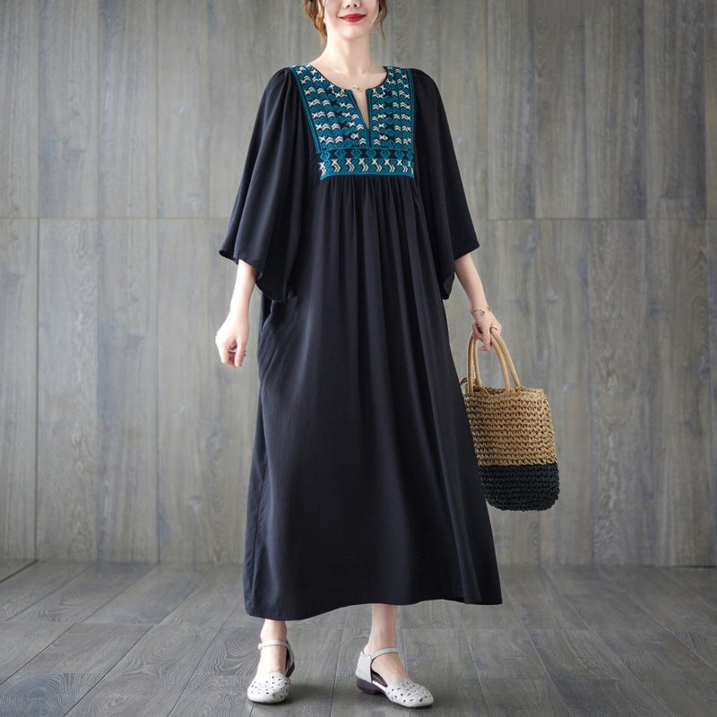 Vintage Embroidery Summer Plus Sizes Long Dresses