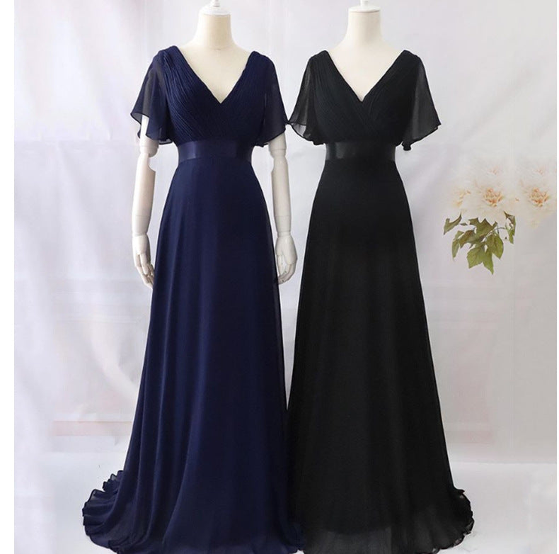 Elegant V Neck Chiffon Women Party Dresses