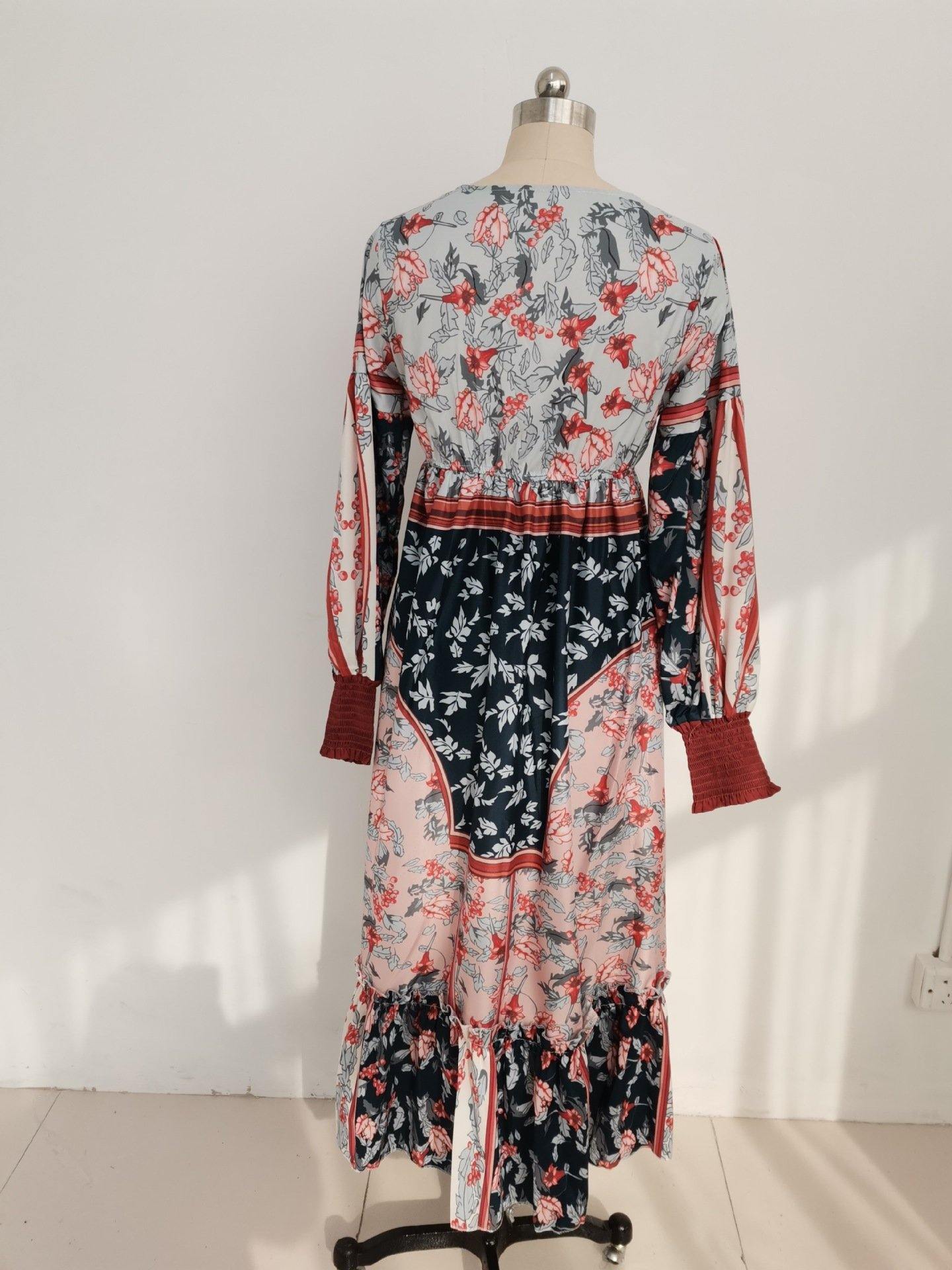 Women Bohemia Floral Print Maxi Dresses-STYLEGOING