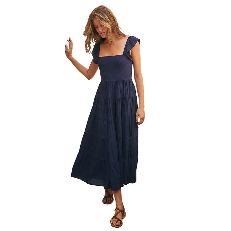 Casual High Waist Ruffled Summer Long Dresses