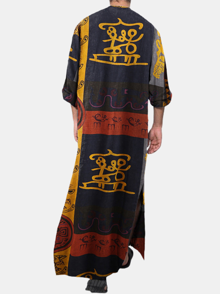 Ethnic Leisure Print Long Robes for Men