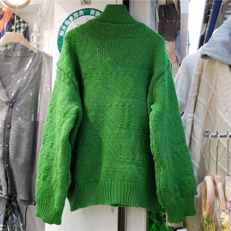 Women Zipper Knitting Cardigan Sweater Coats