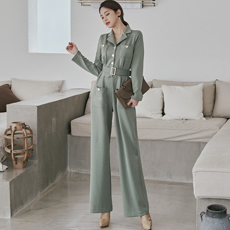 Elegant Women Long Sleeves Jumpsuits with Belt