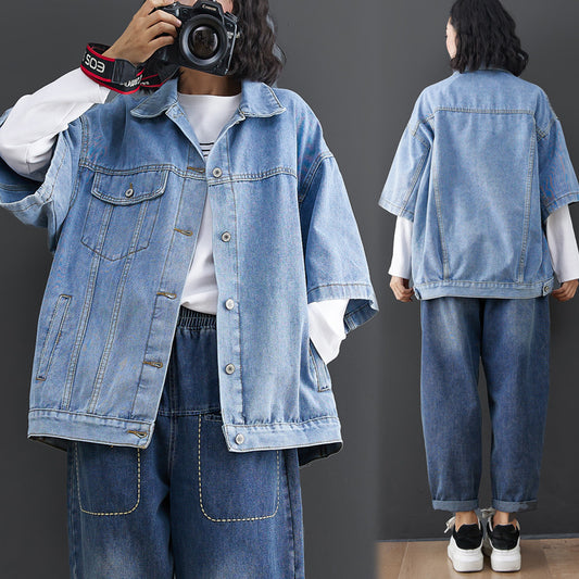 Casual Plus Sizes Fall Denim Vest for Women