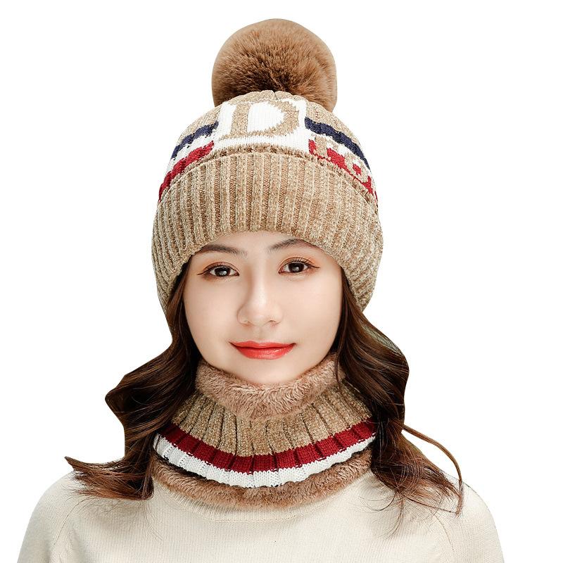 Women Fleeced Lined Knitting Warm Hats+Scarfs--Free Shipping at meselling99
