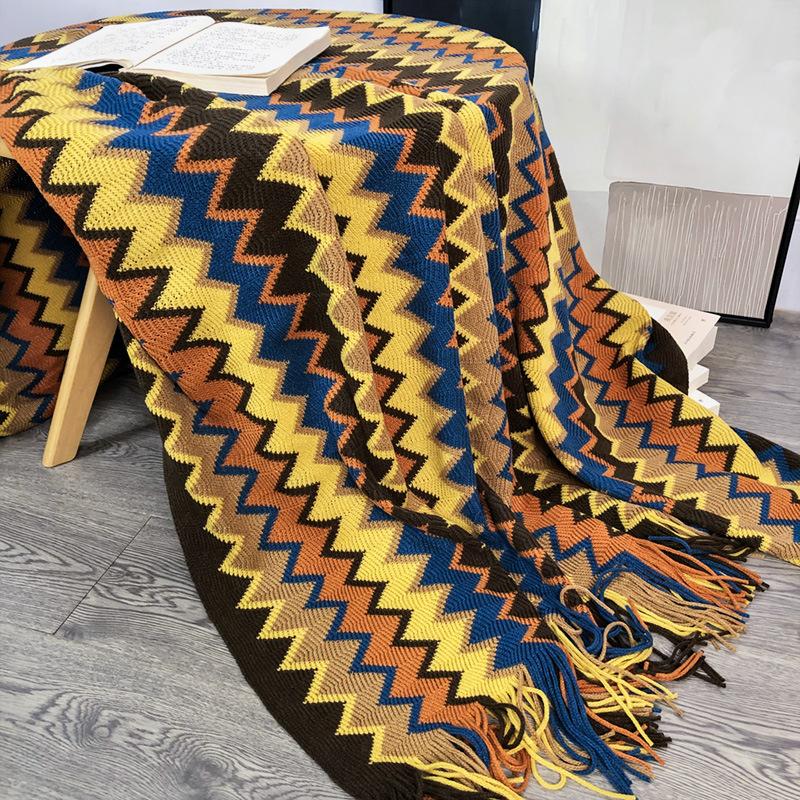 Summer Bohemian Knitting Blanket-Coffee-127*152+20 CM-Free Shipping at meselling99