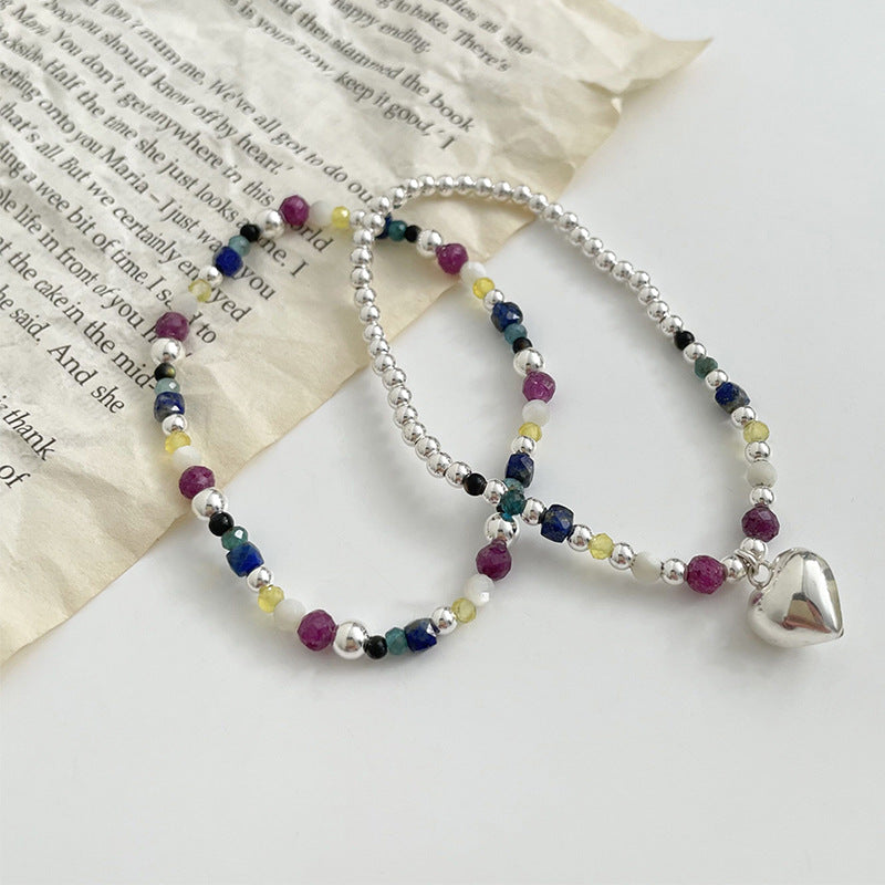 Women Crystal Design Sweetheart Silver Bracelet Sets