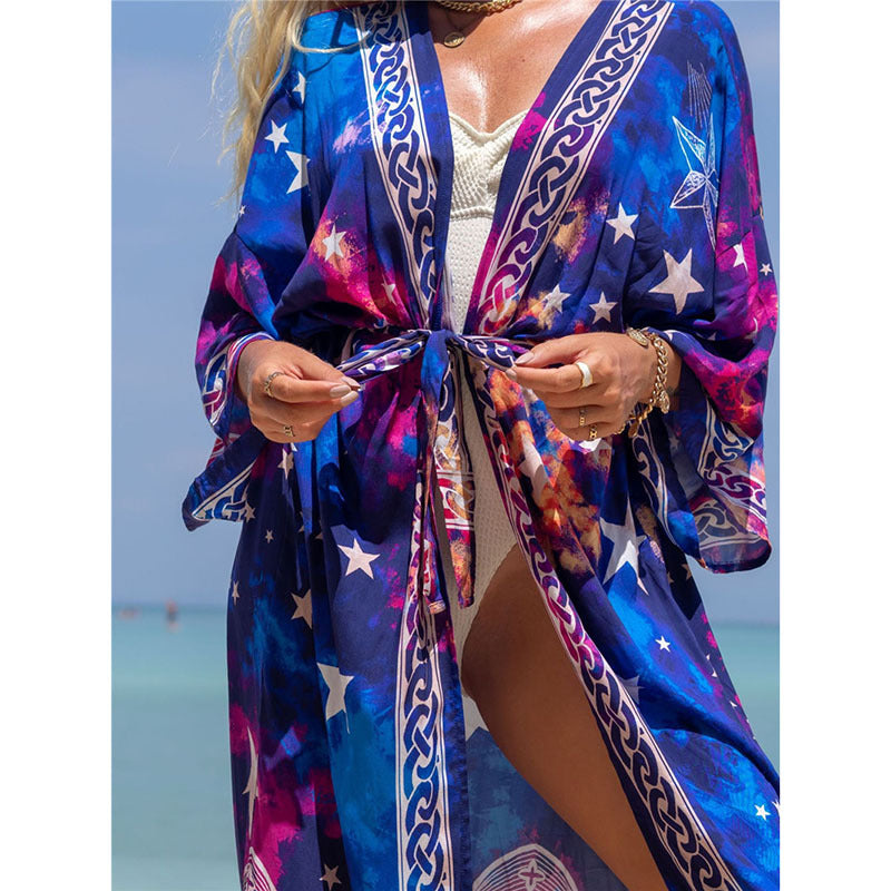 Fashion Floral Print Summer Kimono Beachwear Cover Ups