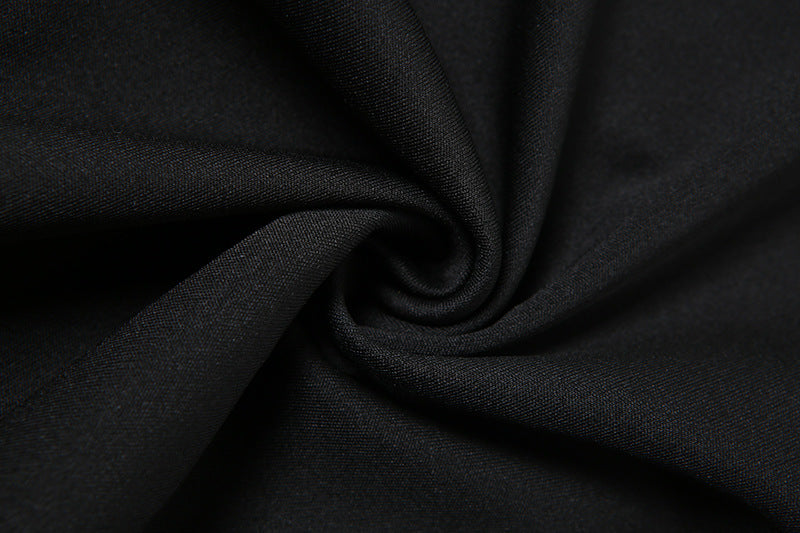 Sexy Black Split Front Long Sleeve Dresses