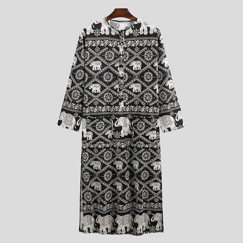 Ethnic Leisure Print Long Robes for Men